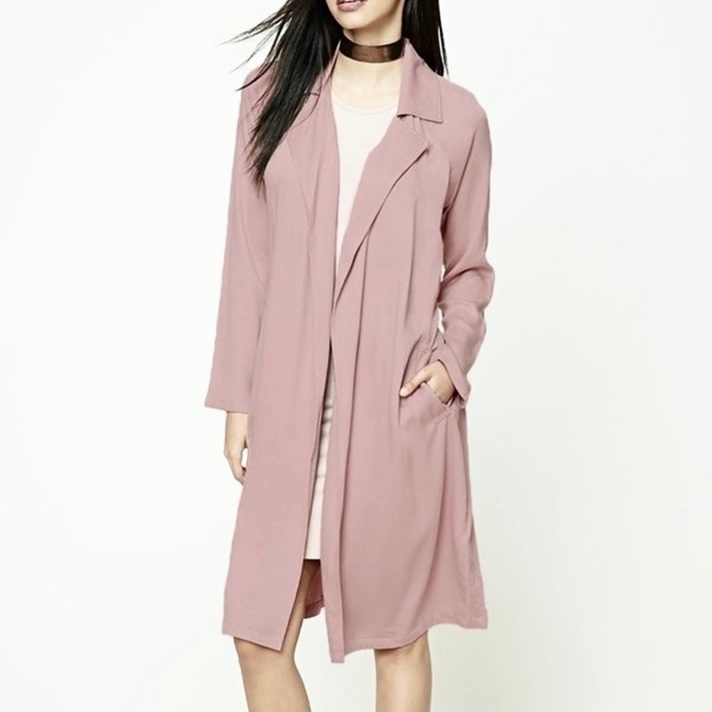 Forever 21 light pink trench coat in dust pink